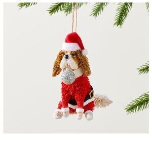 Pottery Barn Santa Dog Bottlebrush Ornament Collection (now rare)